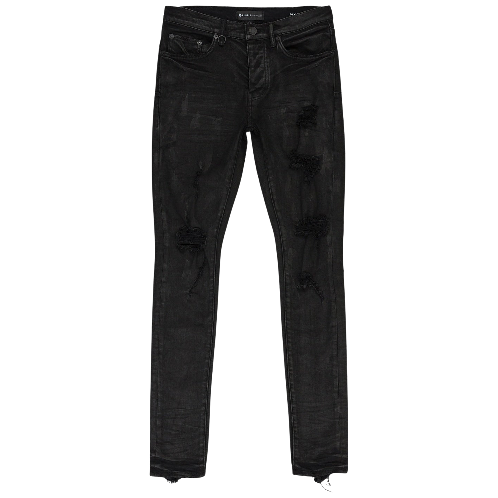BLACK OIL SPILL SKINNY JEANS
