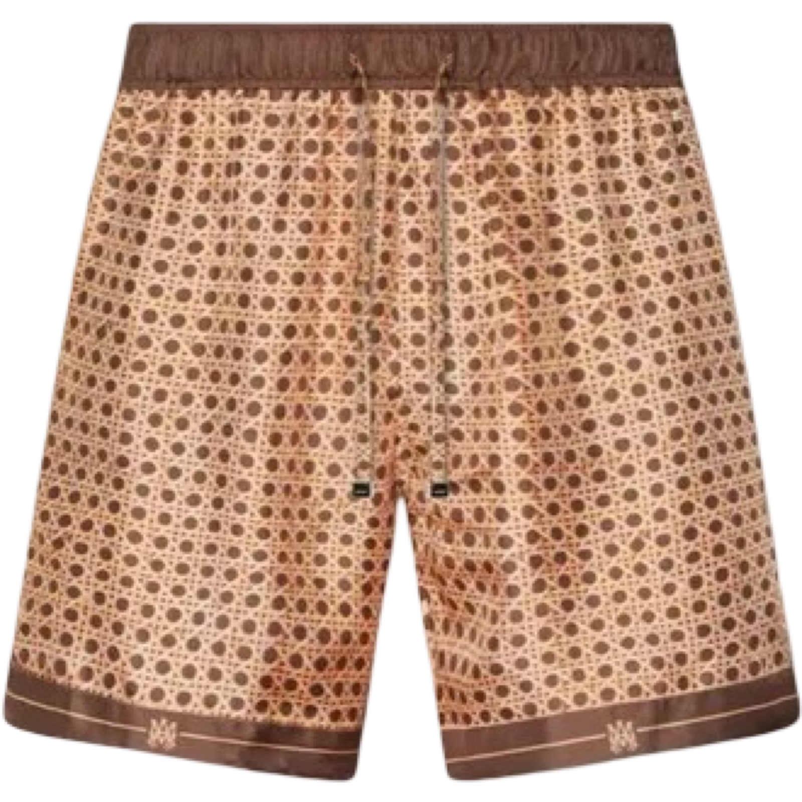 AMIRI BROWN WEAVE PATTERN SILK SHORTS