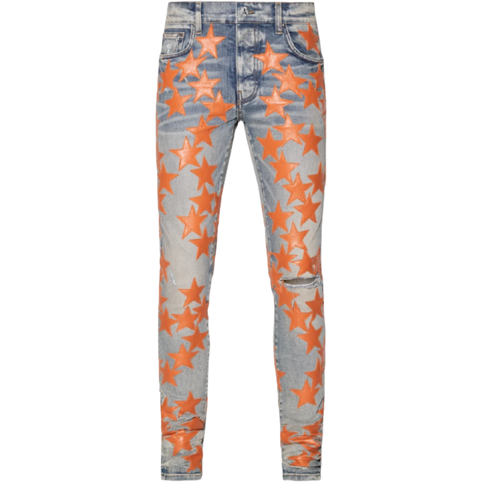 AMIRI BLUE / ORANGE CHEMIST STAR SKINNY JEANS