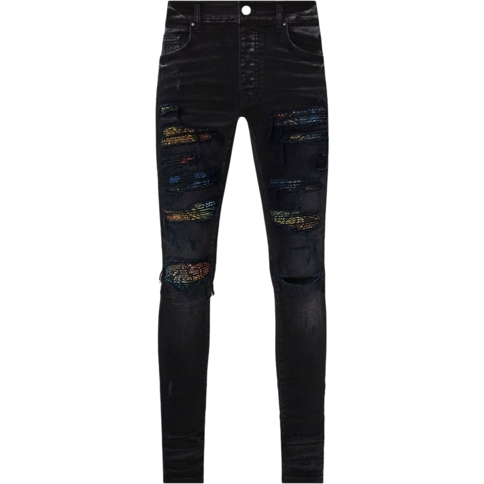 AMIRI BLACK RAINBOW PAISLEY THRASHER JEAN
