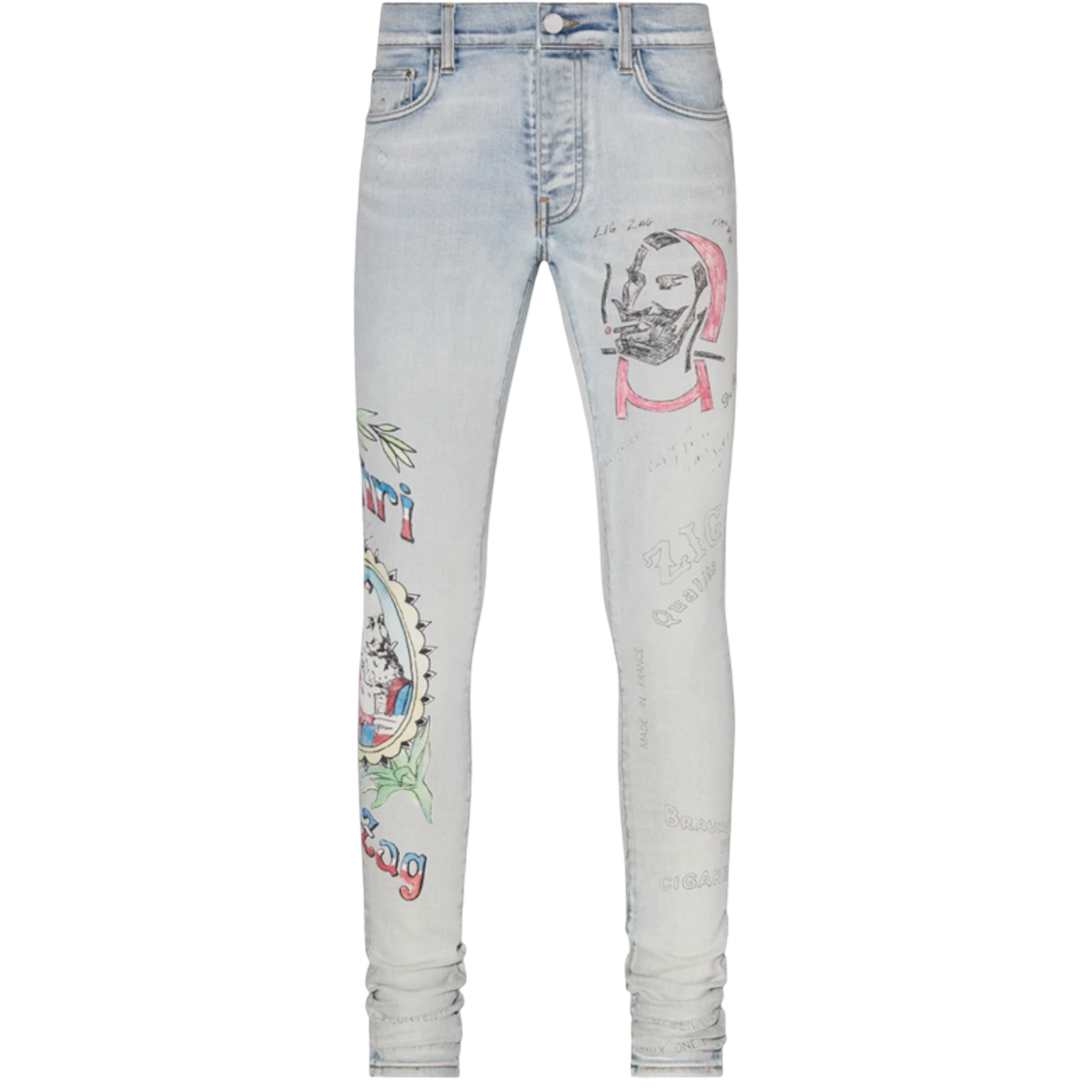 AMIRI INDIGO ZIG ZAG SKINNY JEANS
