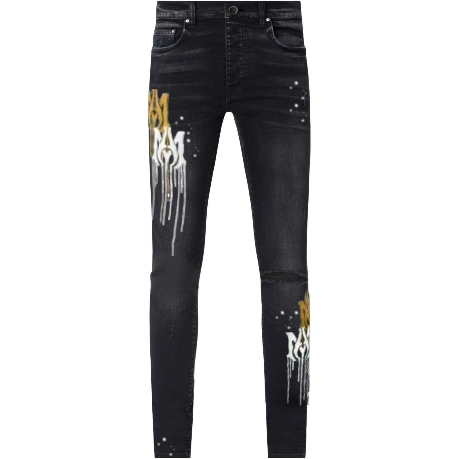 AMIRI AGED BLACK MA DRIP SKINNY JEANS