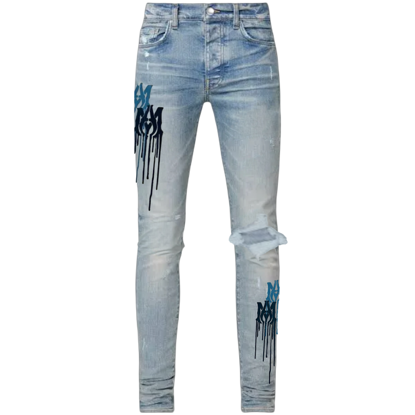 AMIRI LIGHT INDIGO MA DRIP SKINNY JEANS