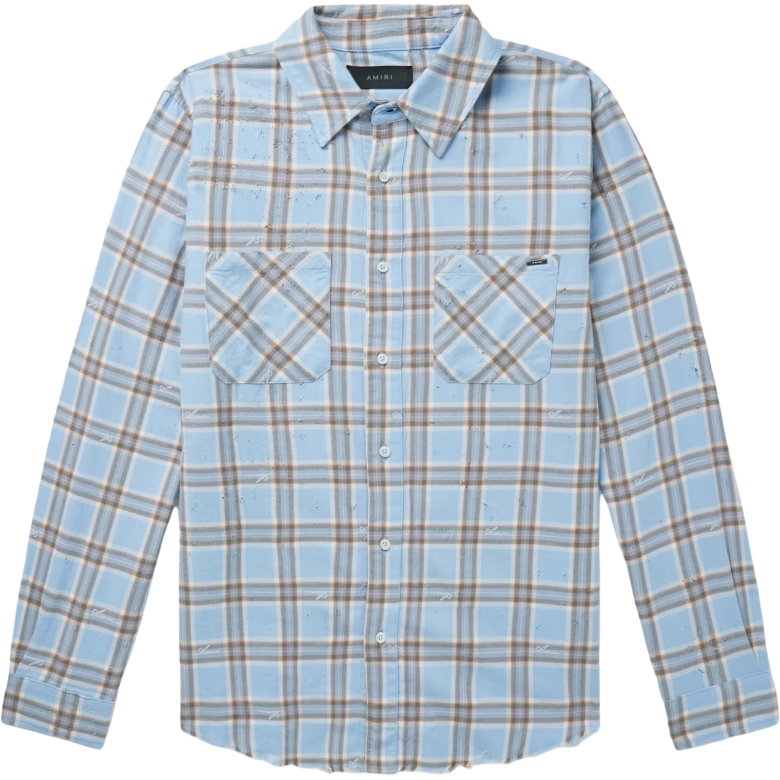 AMIRI AMIRI SHOTGUN FLANNEL SEA BLUE