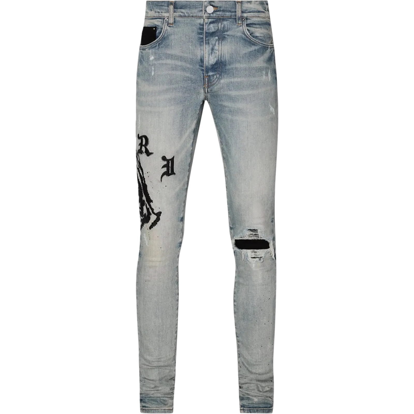 AMIRI WES LANG REAPER LOGO JEAN CLAY INDIGO