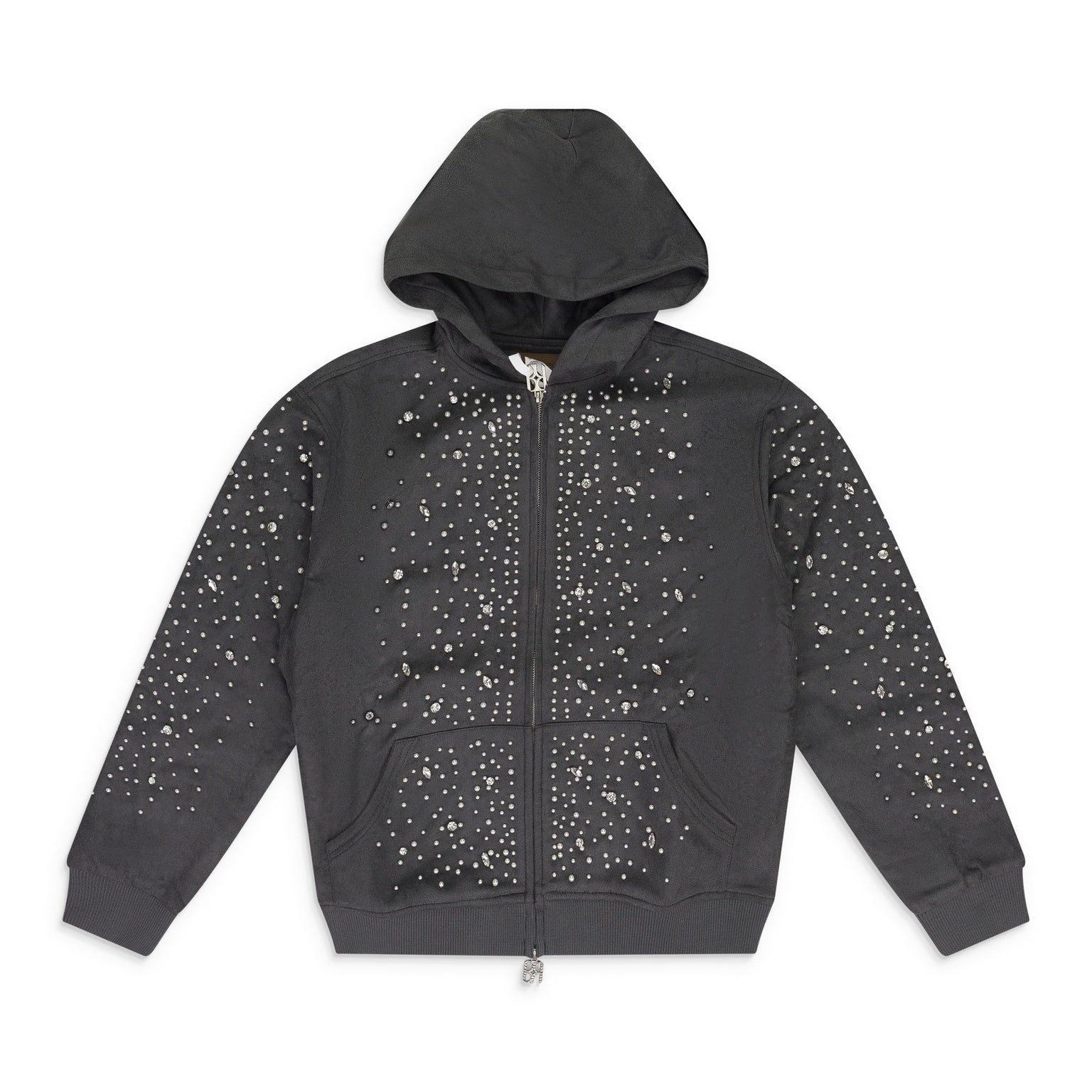 BLACK CASHEW BLOSSOM PEARL ZIPPER HOODIE