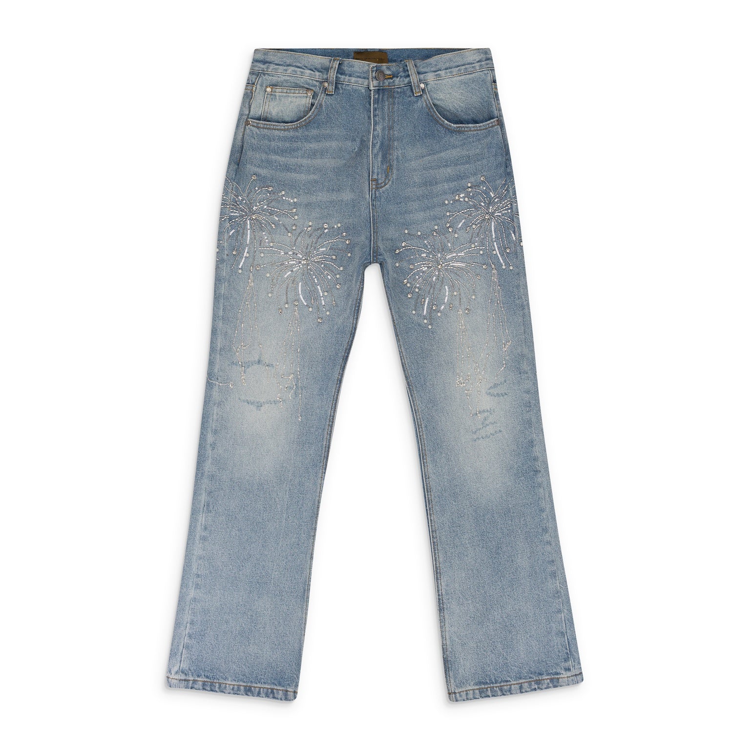 NWT BIRTH OF A ROYAL CHILD BLUE FIREWORKS WASH DENIM STRAIGHT-FIT JEANS