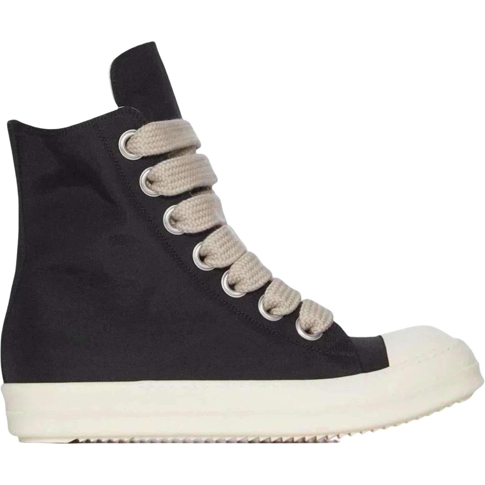 RICK OWENS JUMBOLACE HIGHTOP SNEAKS 'BLACK/MILK'