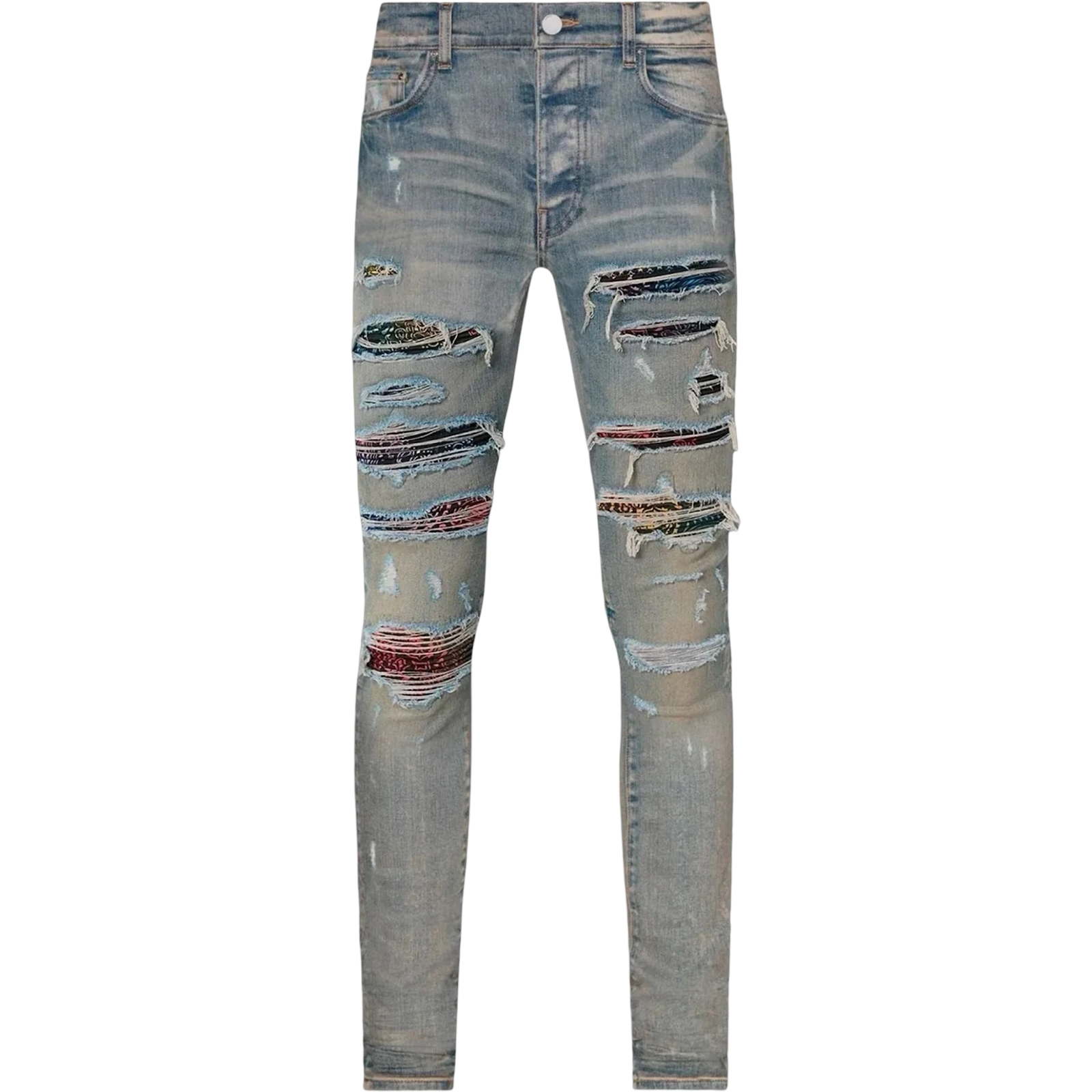 AMIRI RAINBOW PAISLEY THRASHER JEAN CLAY INDIGO