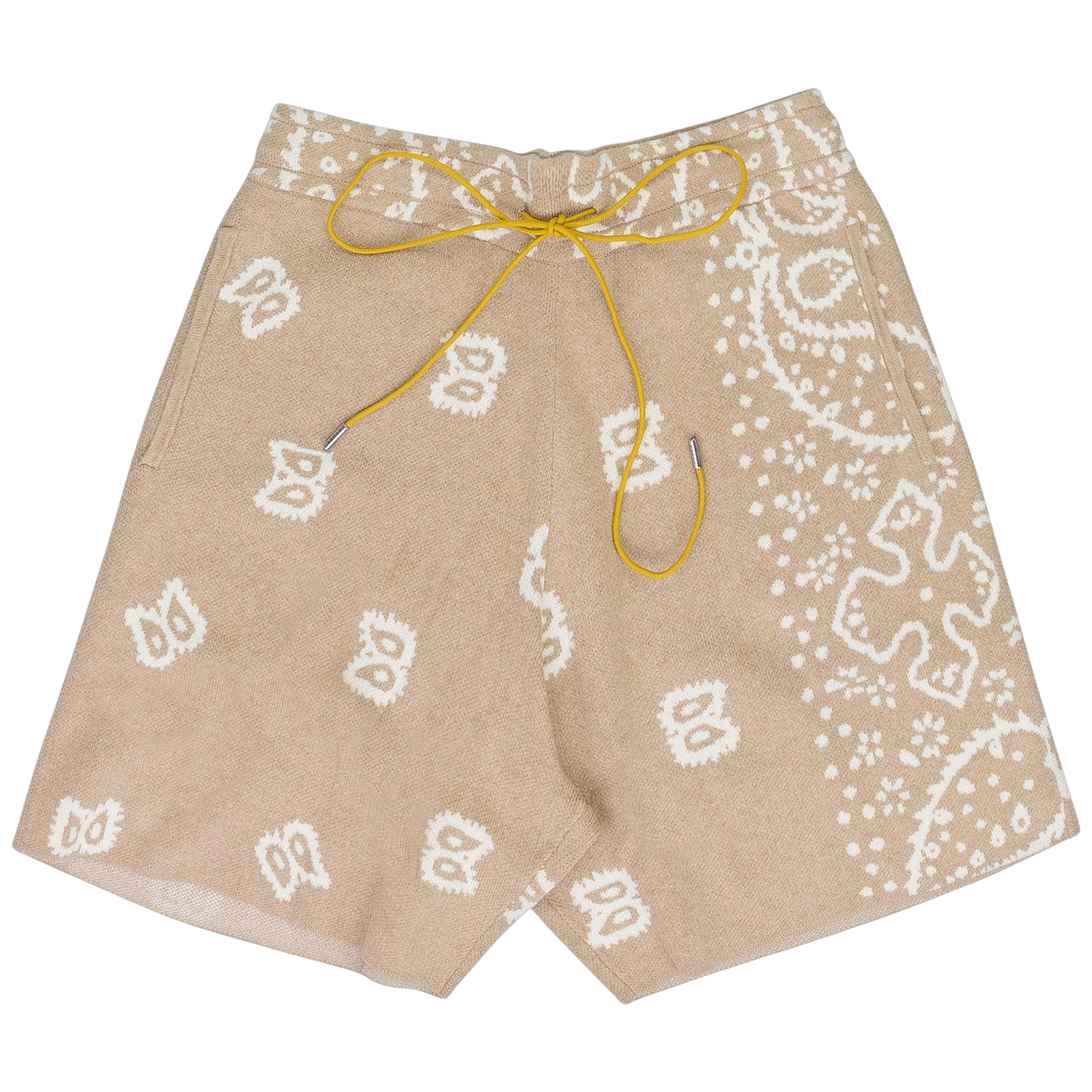 BEIGE BANDANA KNIT SHORTS