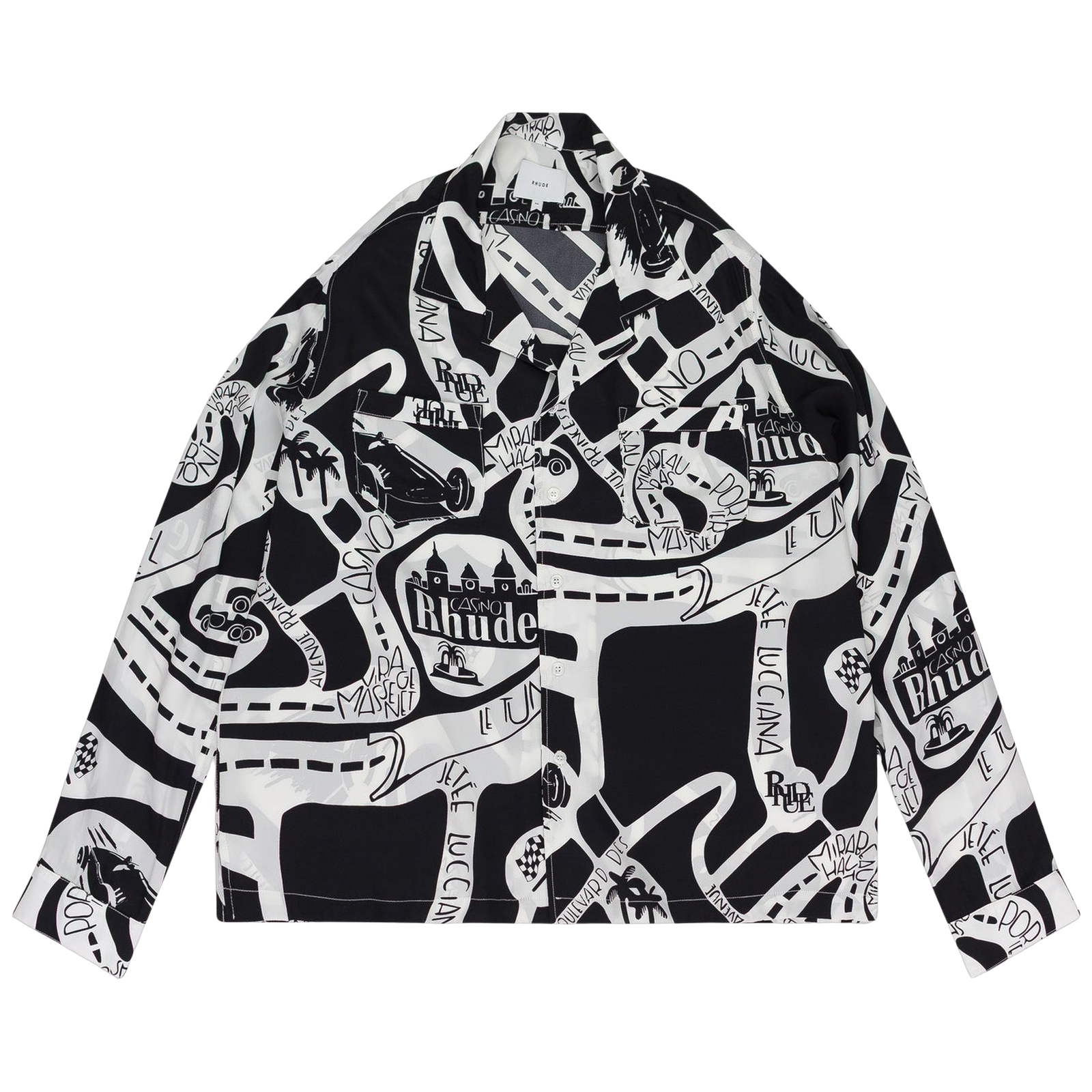 BLACK/WHITE STRADA SILK LS BUTTON-DOWN SHIRT