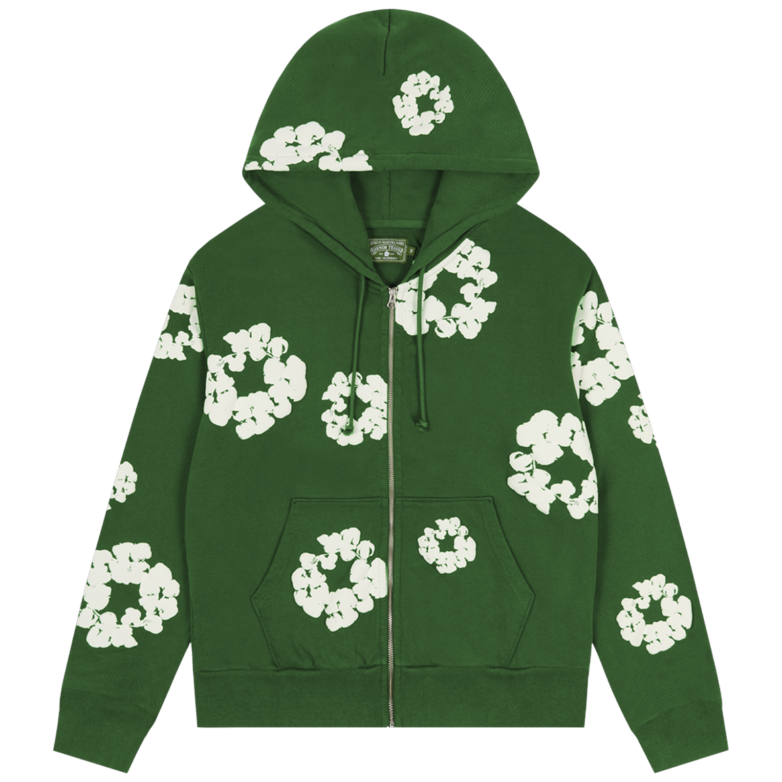 COTTON WREATH ZIP HOODIE - GREEN