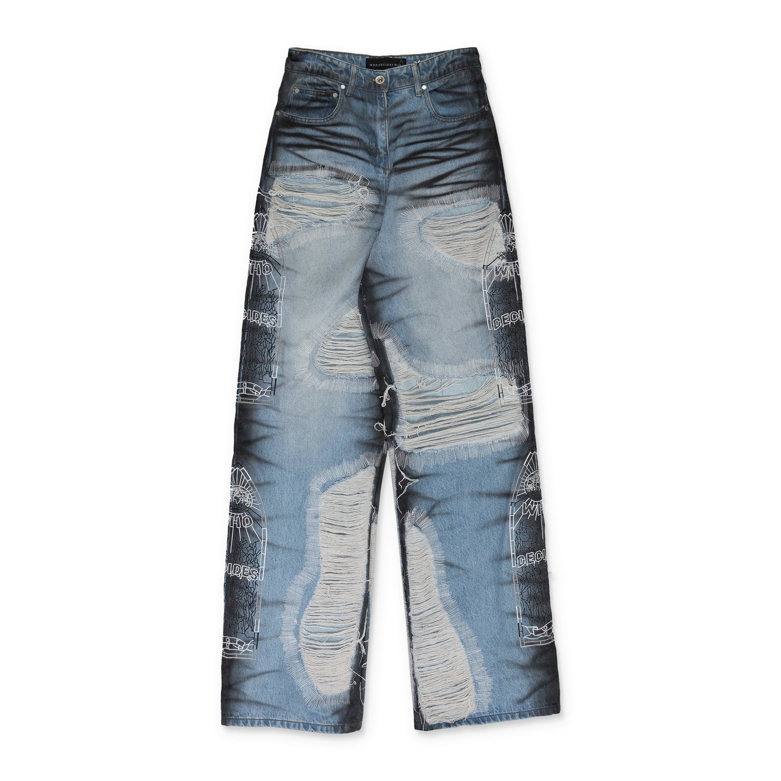 BLUE NOIR STRIPE WIDE-LEG JEANS